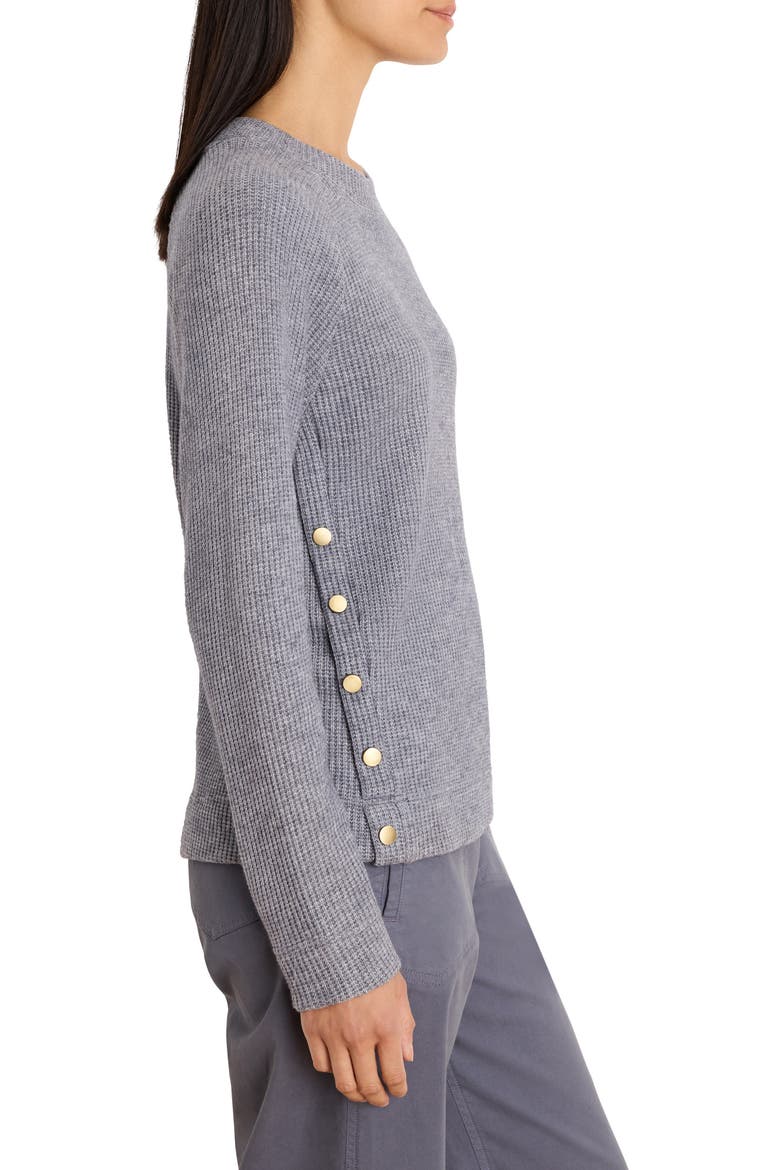 Side Button Waffle Sweater, Alternate, color, SLATE