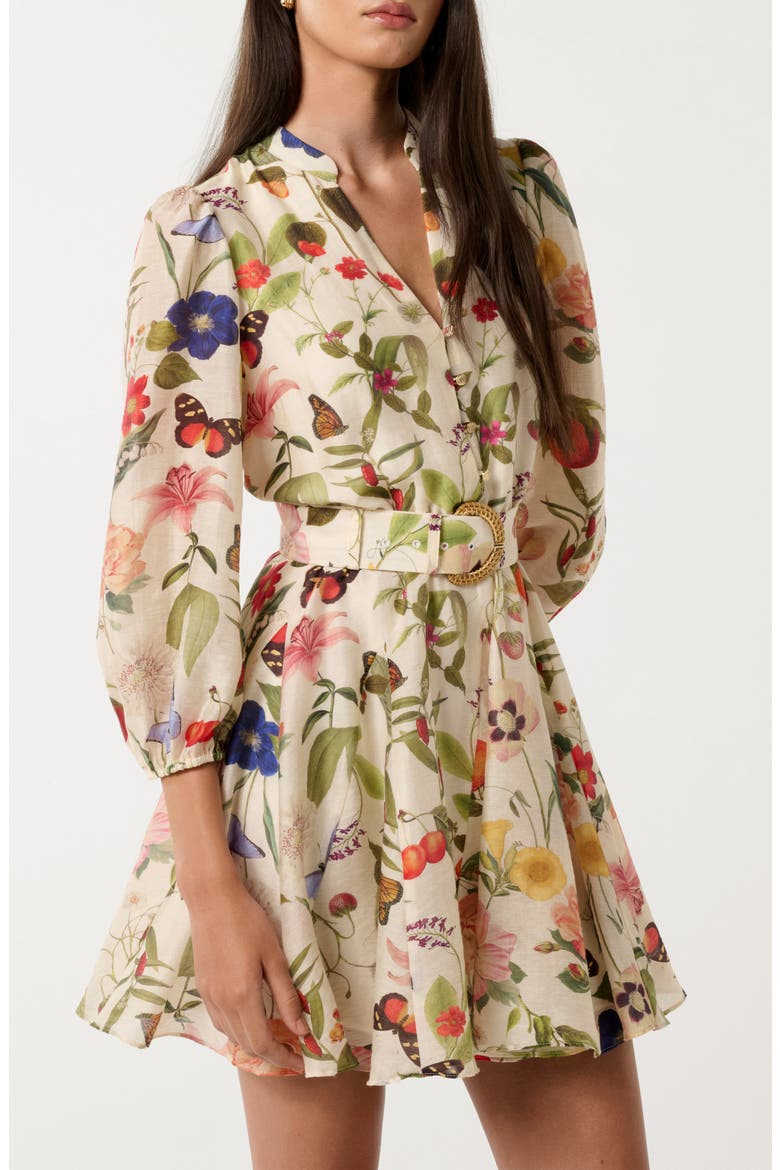 Wesley Print Belted Long Sleeve Minidress, Alternate, color, BRIGHT FLORAL
