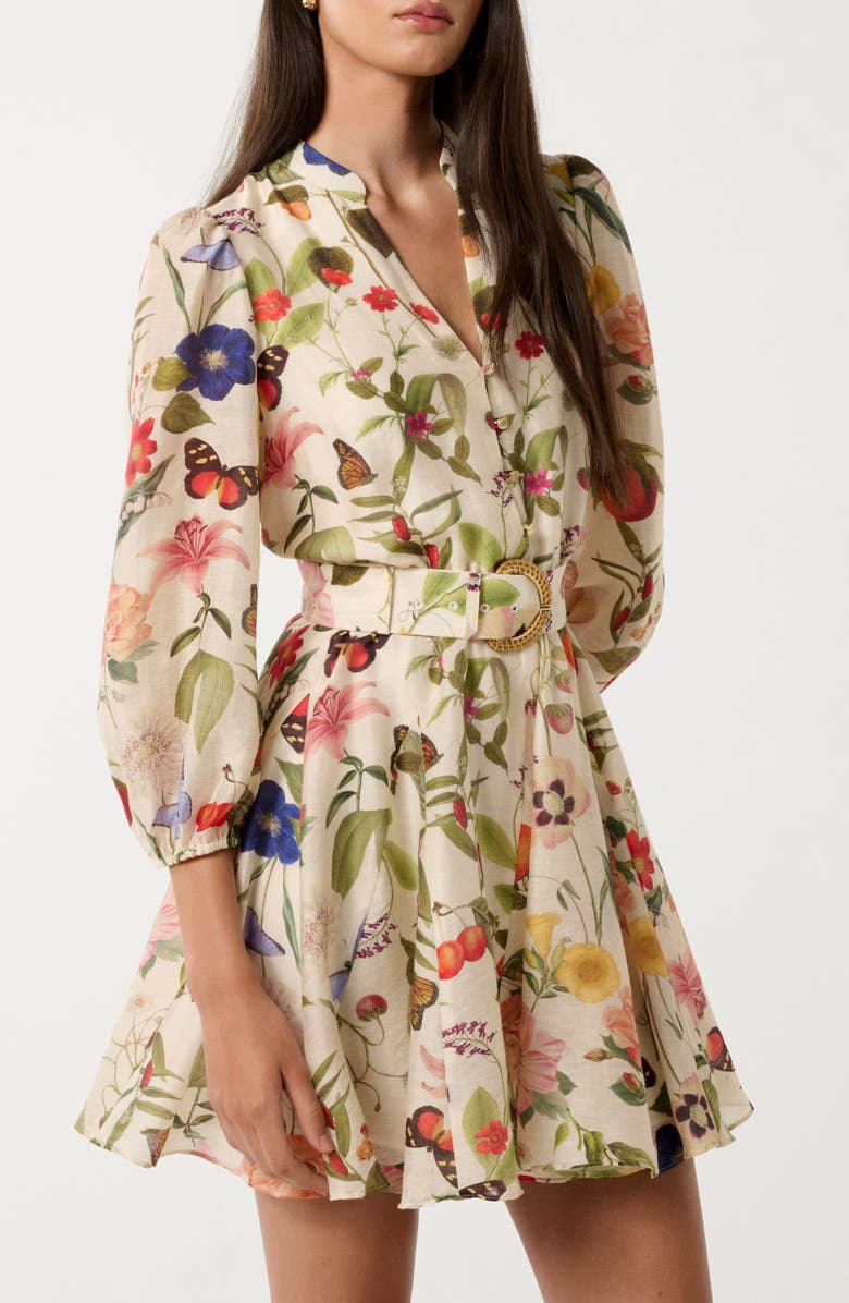 Ever New Wesley Print Belted Long Sleeve Minidress, Alternate, color,