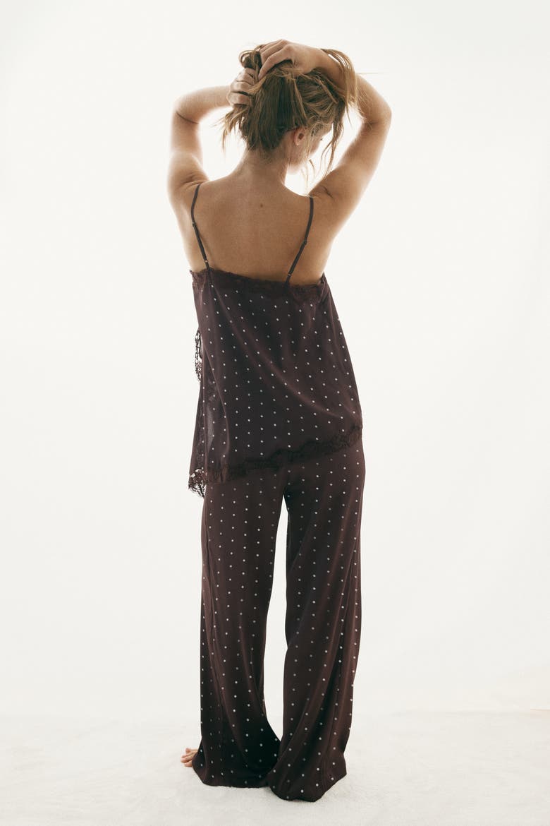 Satin Pyjamas, Alternate, color, Dark brown/polka dot