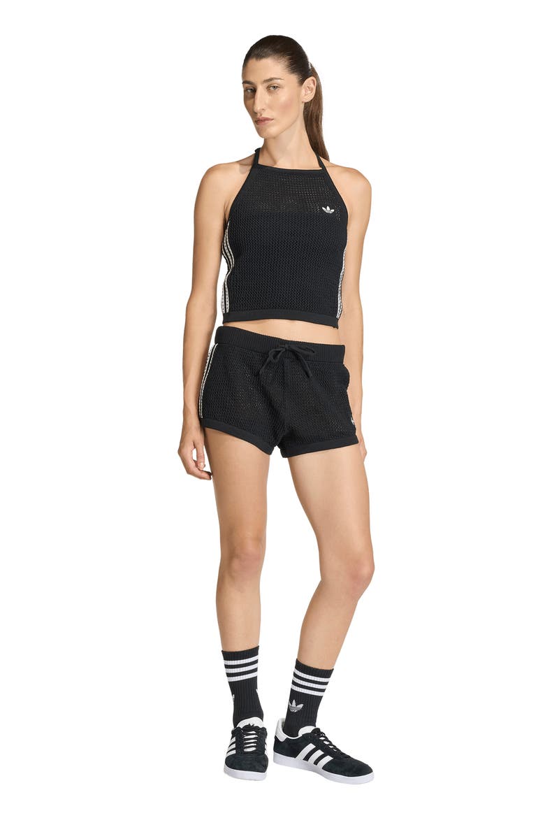 Open Stitch Halter Top, Alternate, color, BLACK