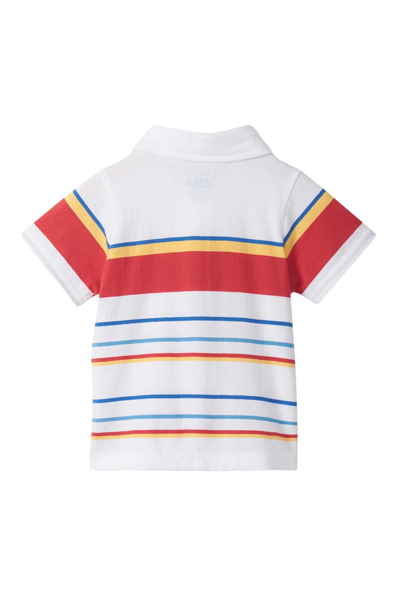 Kids' Seascape Stripe Peached Cotton Polo, Alternate, color, WHITE