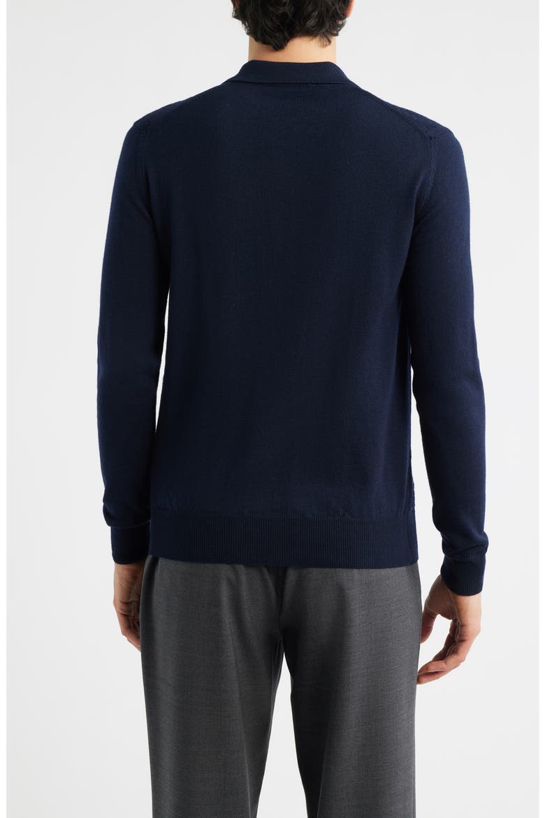Basket Weave Stitch Long Sleeve Cashwool® Quarter Zip Polo Sweater, Alternate, color, NAVY