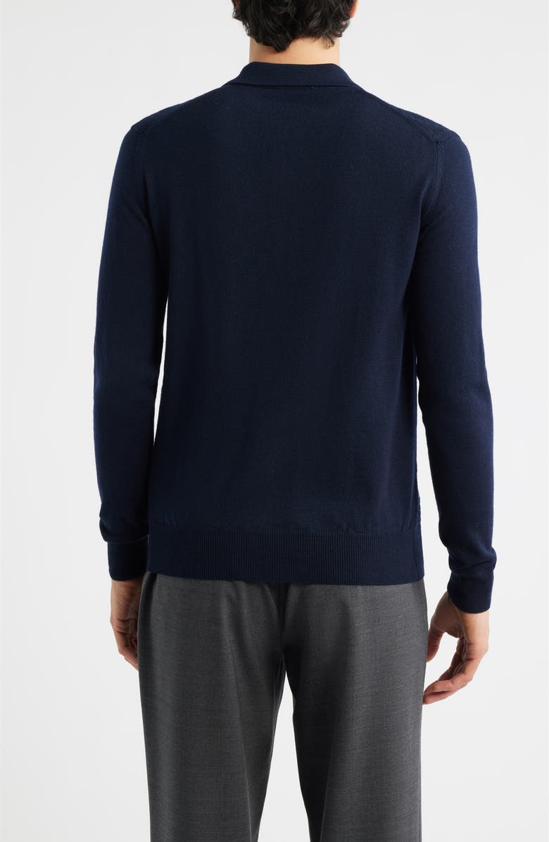 Aurélien Basket Weave Stitch Long Sleeve Cashwool<sup>®</sup> Quarter Zip Polo Sweater, Alternate, color, Navy