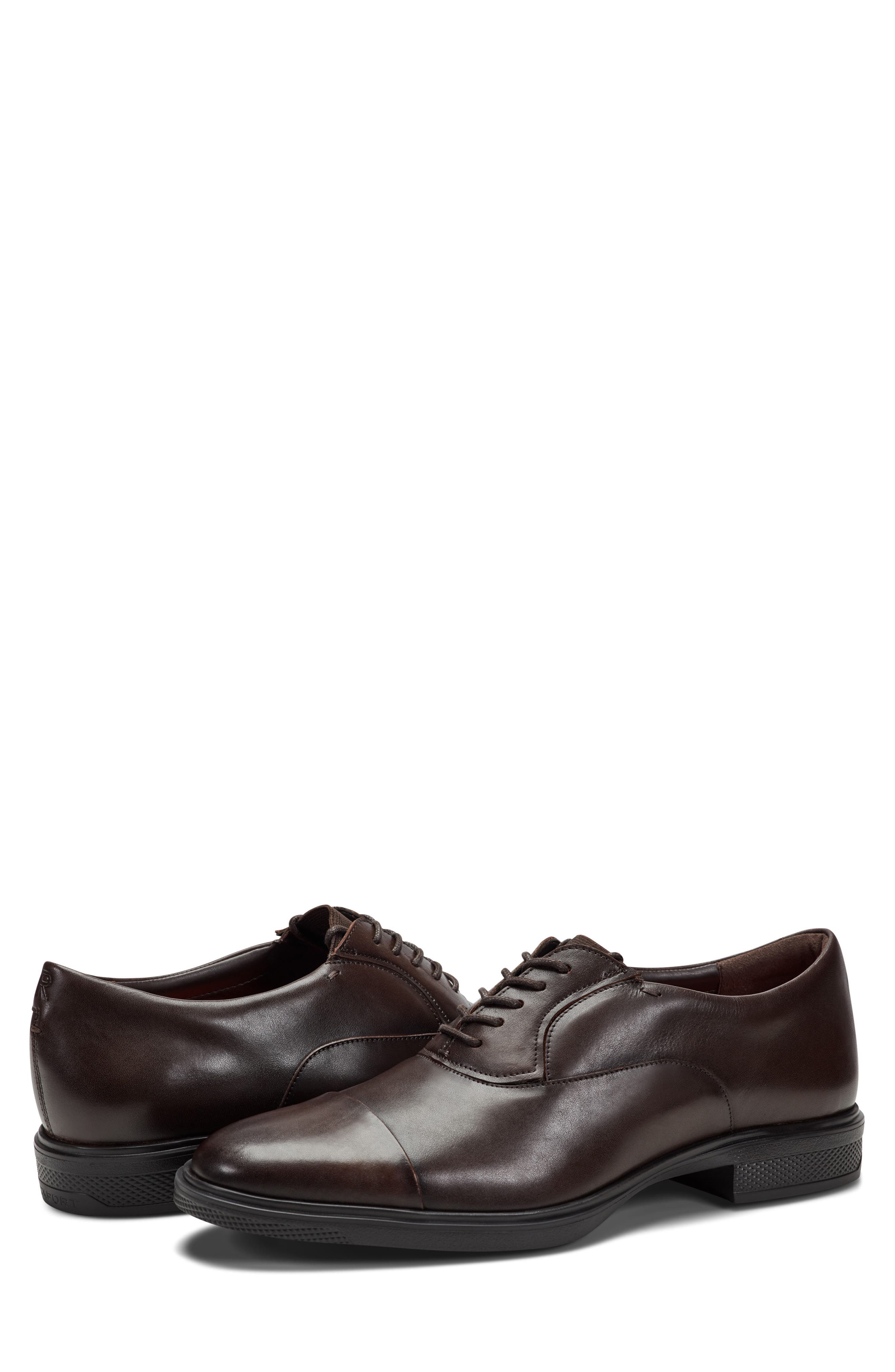 Keefe Cap Toe Oxford, Alternate, color, DARK BROWN LEATHER