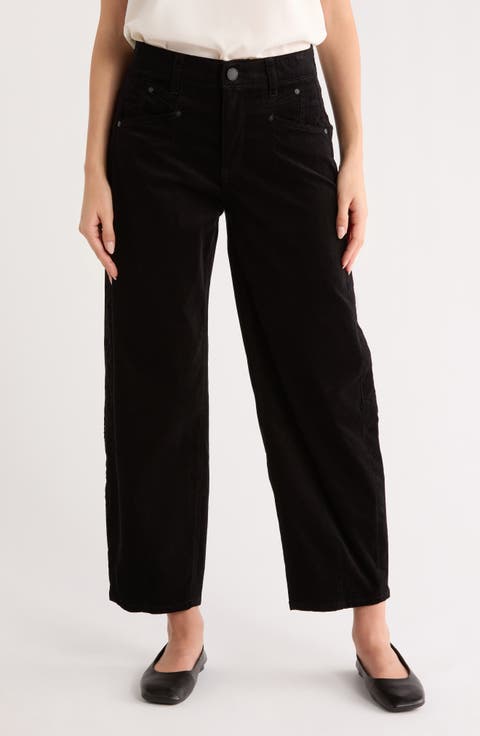 High Waist Barrel Leg Corduroy Pants