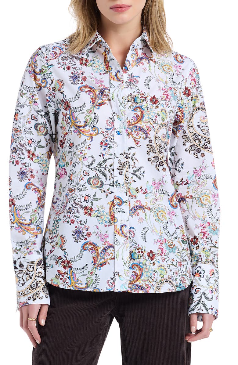 Robert Graham Priscilla Long Sleeve Woven Shirt, Main, color, White Multi