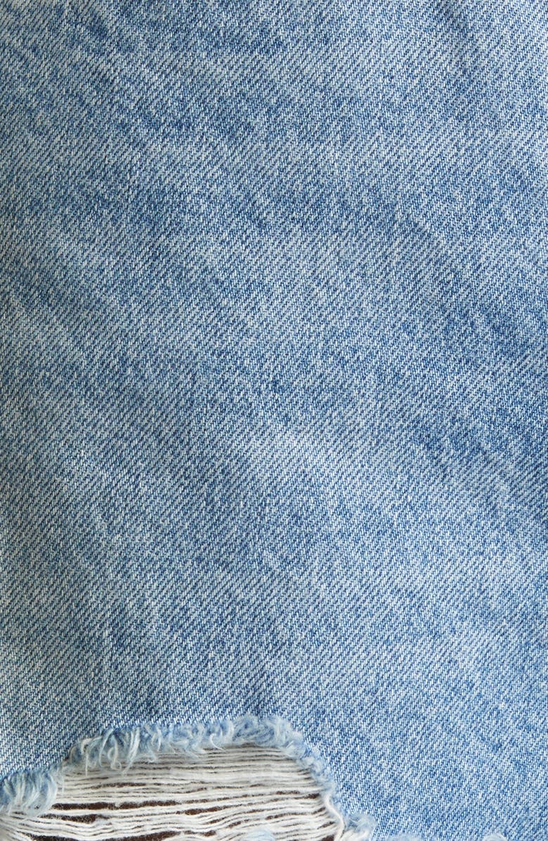 Area Crystal Slit Frayed Straight Leg Jeans, Alternate, color, Medium Blue