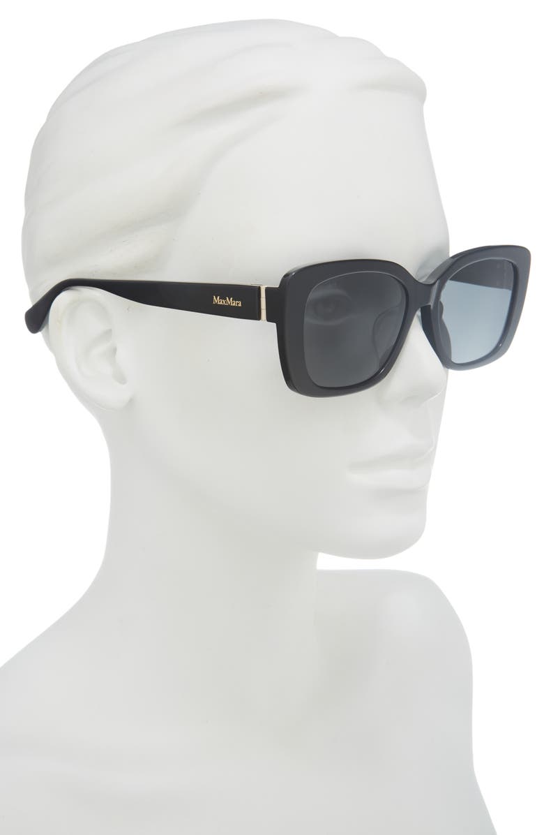 Max Mara 55mm Round Sunglasses, Alternate, color, Shiny Black / Smoke