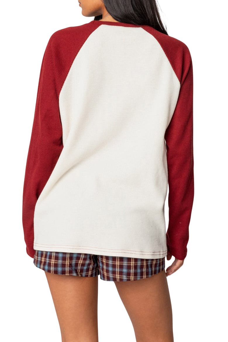 Me Time Oversize Waffe Stitch Pullover, Alternate, color, BURGUNDY