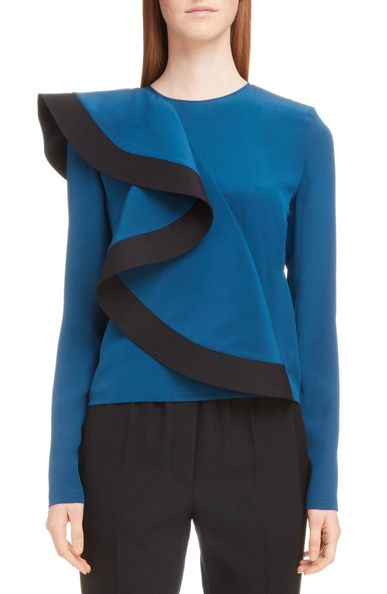 Givenchy Ruffle Detail Silk Blouse, Main, color, 