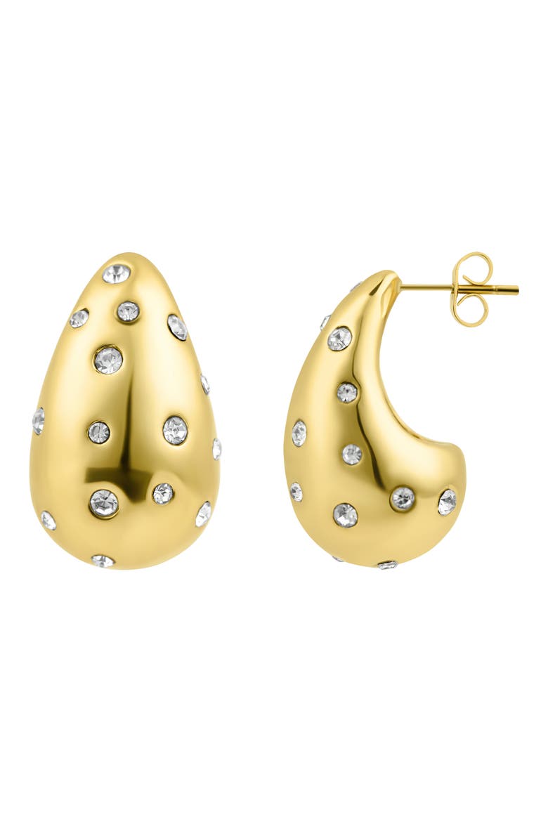 Clear Crystal Drop Earrings, Main, color, GOLD