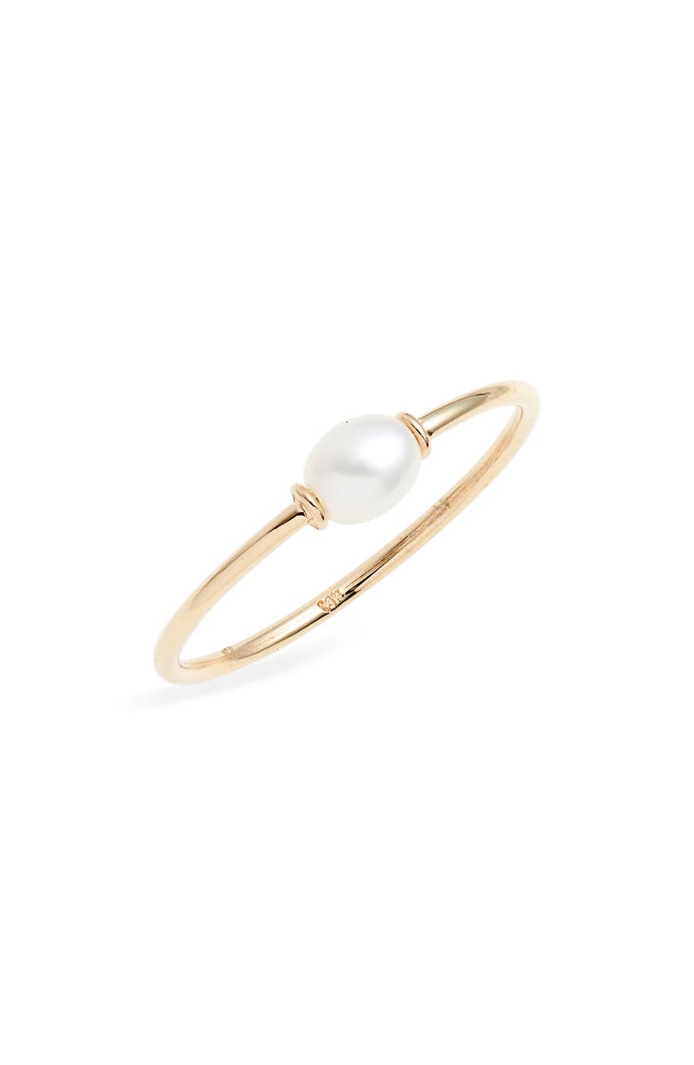 Poppy Finch Skinny Keishi Cultured Pearl Ring, Main, color, Yellow Gold