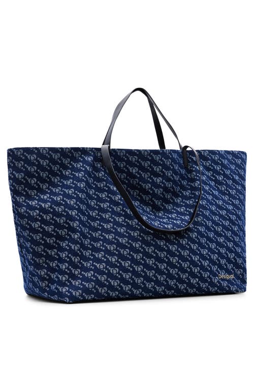 Desigual Logo Shopper Bag In Blue