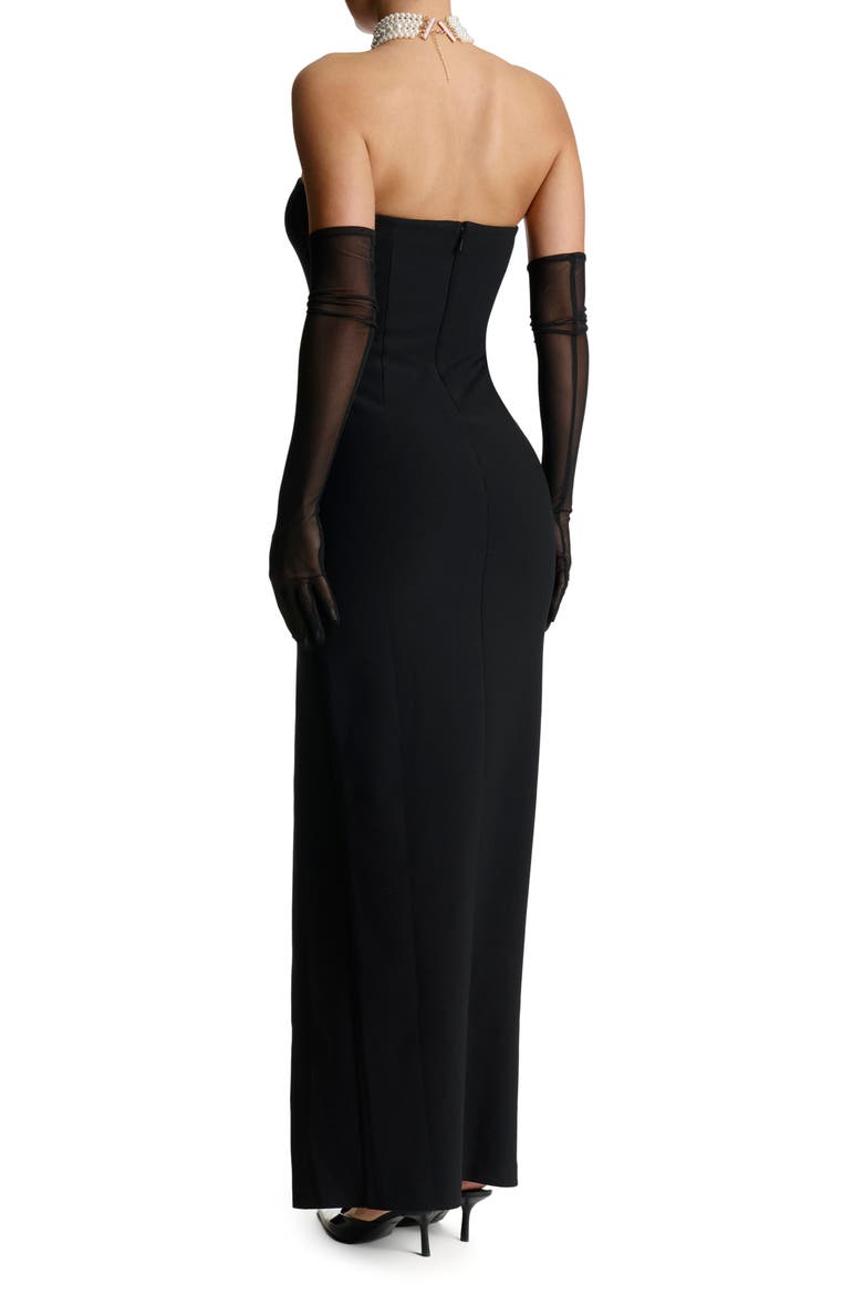 Strapless Side Slit Dress, Alternate, color, BLACK
