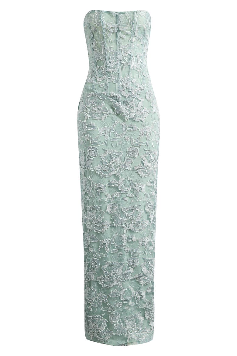Anisa Hand Beaded Strapless Maxi Dress, Alternate, color, JADE