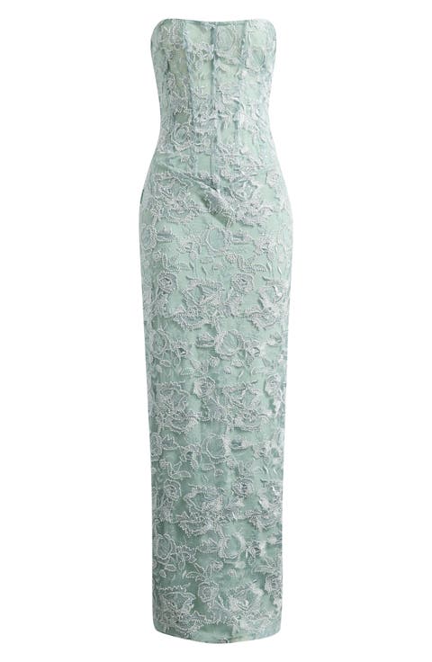 Anisa Hand Beaded Strapless Maxi Dress