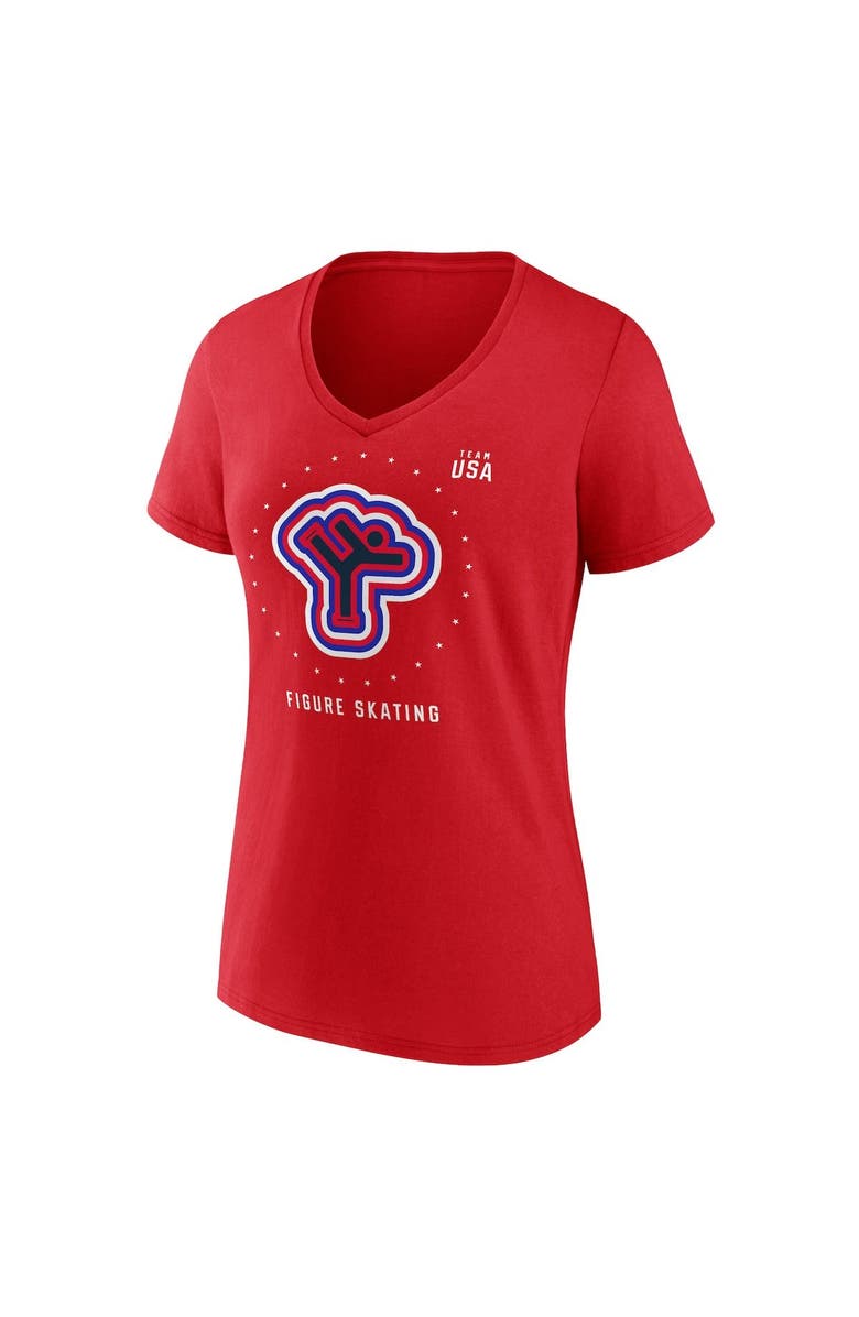 FANATICS Women's Fanatics Branded Red Team USA Figure Skating V-Neck T-Shirt, Alternate, color, Red