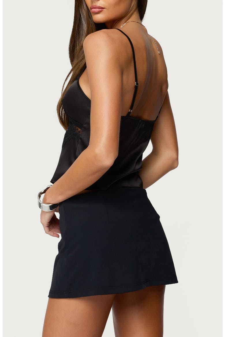 Tamar Satin & Lace Camisole, Alternate, color, BLACK
