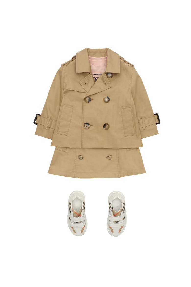Girls' Cotton Trench Jacket, Alternate, color, Sand beige