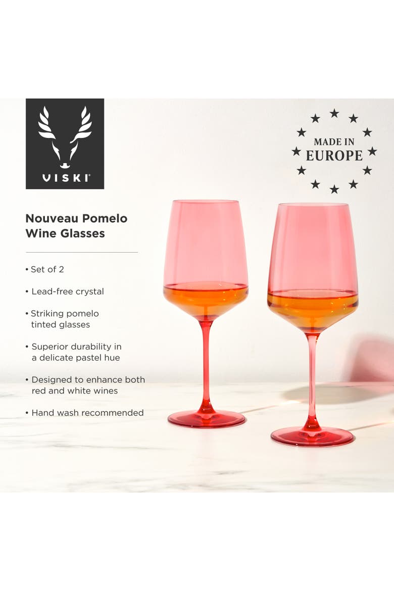 Reserve Nouveau Crystal Wine Glasses Set of 2, Alternate, color, Pomelo