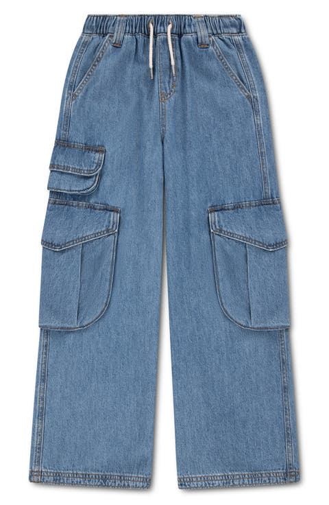 Kids' Cargo Wide Leg Jeans