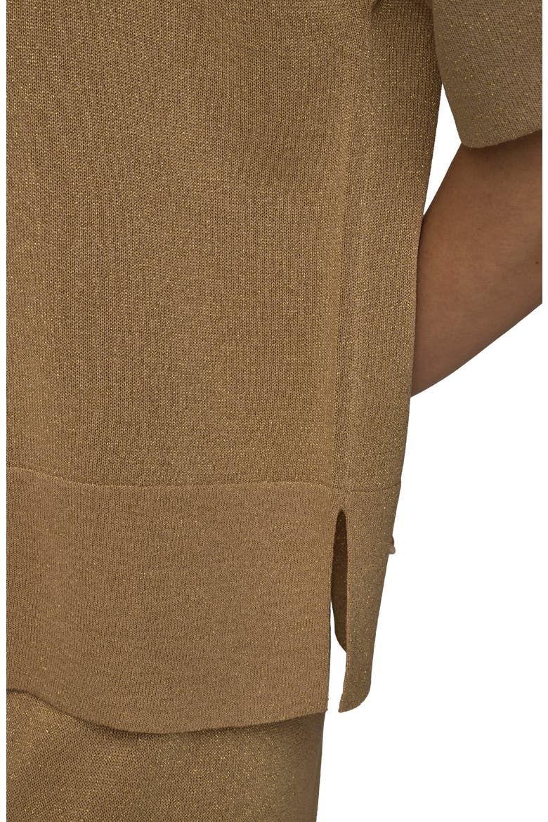 Metallic Short Sleeve Sweater, Alternate, color, FAWN COMBO