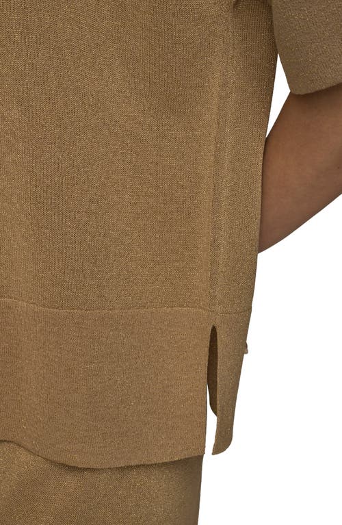 Shop Donna Karan New York Metallic Short Sleeve Sweater