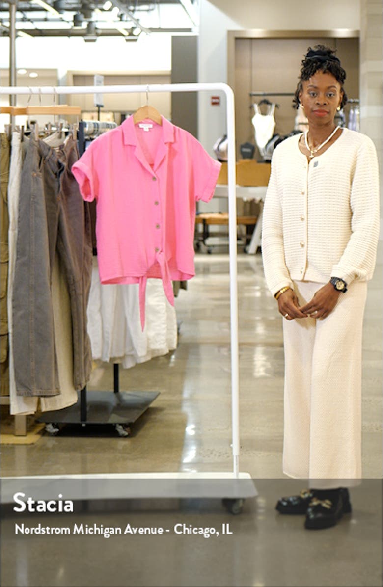 Rain Tie Front Short Sleeve Cotton Gauze Button-Up Shirt, sales video thumbnail