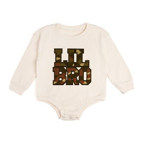 Lil Bro Camo Patch Long Sleeve Romper (Baby)