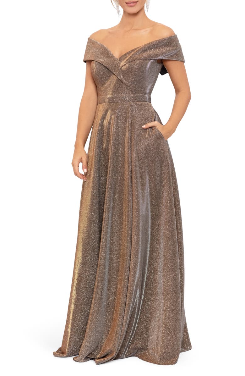 Xscape Evenings Off the Shoulder Gown, Alternate, color,