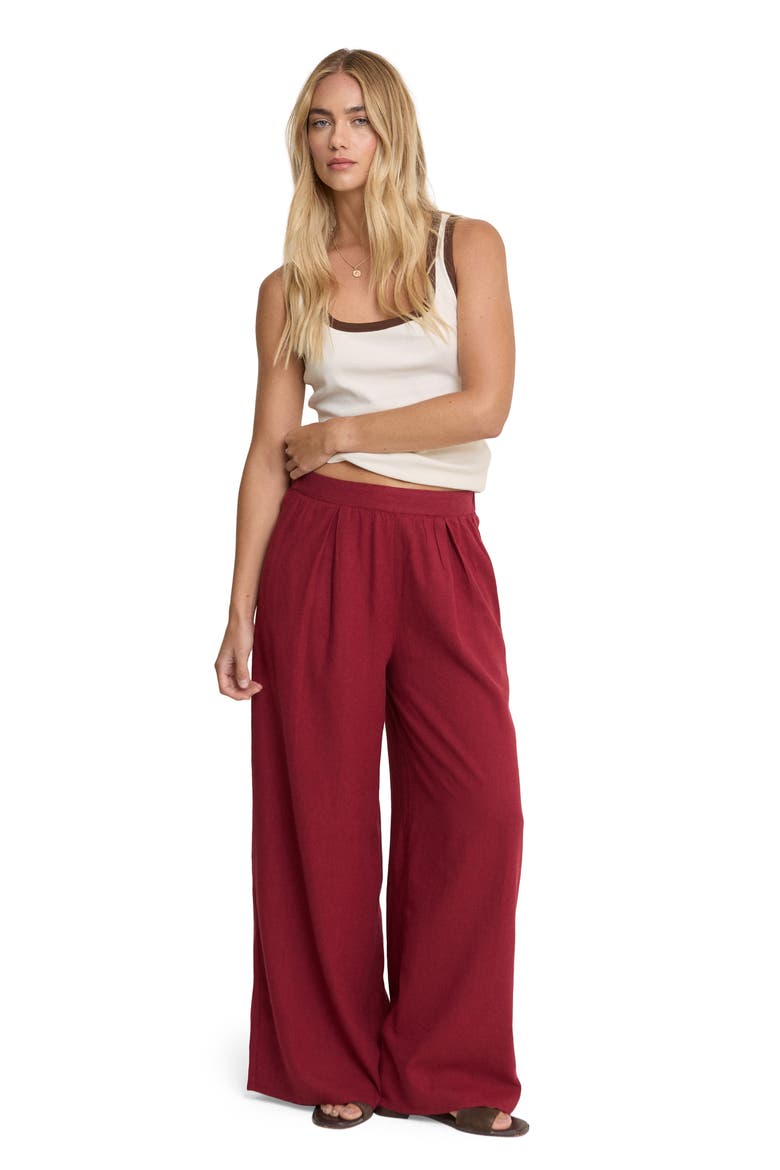 Jerrow Linen Blend Wide Leg Pants, Alternate, color, RED