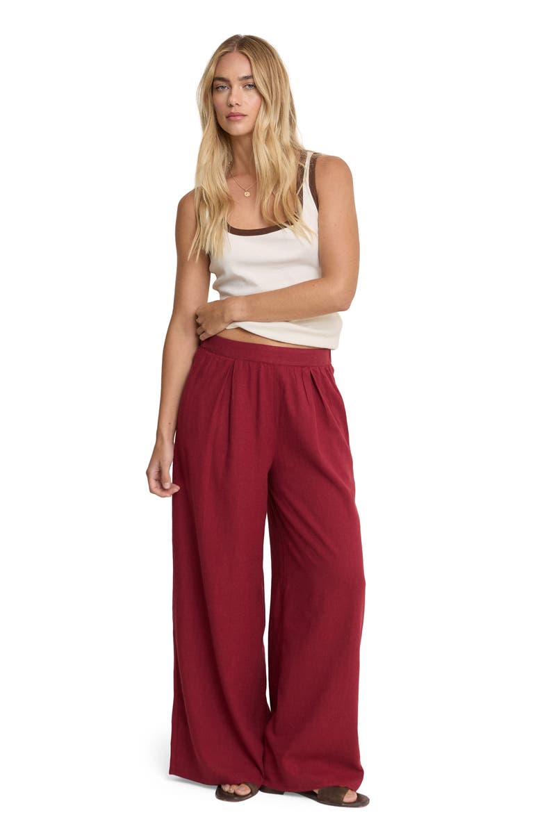 Nobody's Child Jerrow Linen Blend Wide Leg Pants, Alternate, color, Red