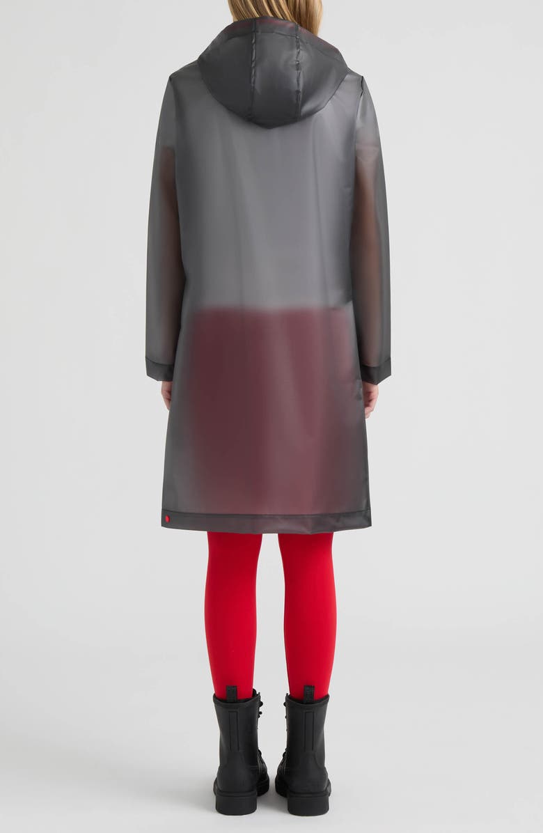 Hunter Alexa Waterproof Longline Matte Transparent Hooded Raincoat, Alternate, color, Smoke