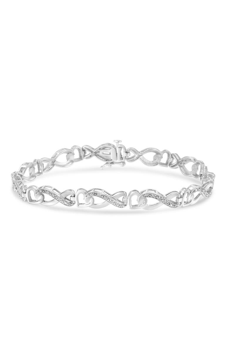 Haus of Brilliance Silver 1/5 Cttw Diamond Infinity Heart Tennis Bracelet, Main, color, White