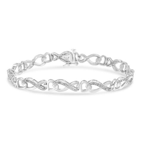 Silver 1/5 Cttw Diamond Infinity Heart Tennis Bracelet