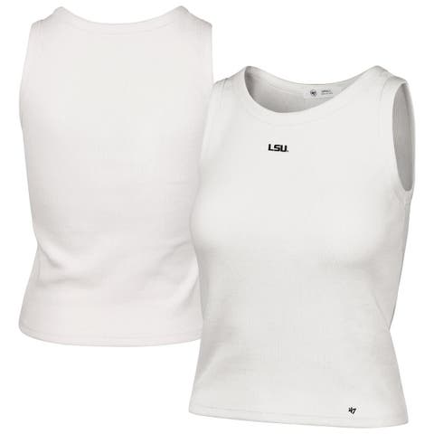 Women's '47  Cream LSU Tigers Micro Logo Ribbed Cropped Tank Top