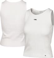 '47 Women's '47  Cream LSU Tigers Micro Logo Ribbed Cropped Tank Top