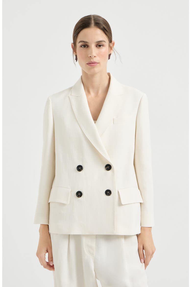 Fluid twill blazer with monili, Main, color, Ivory
