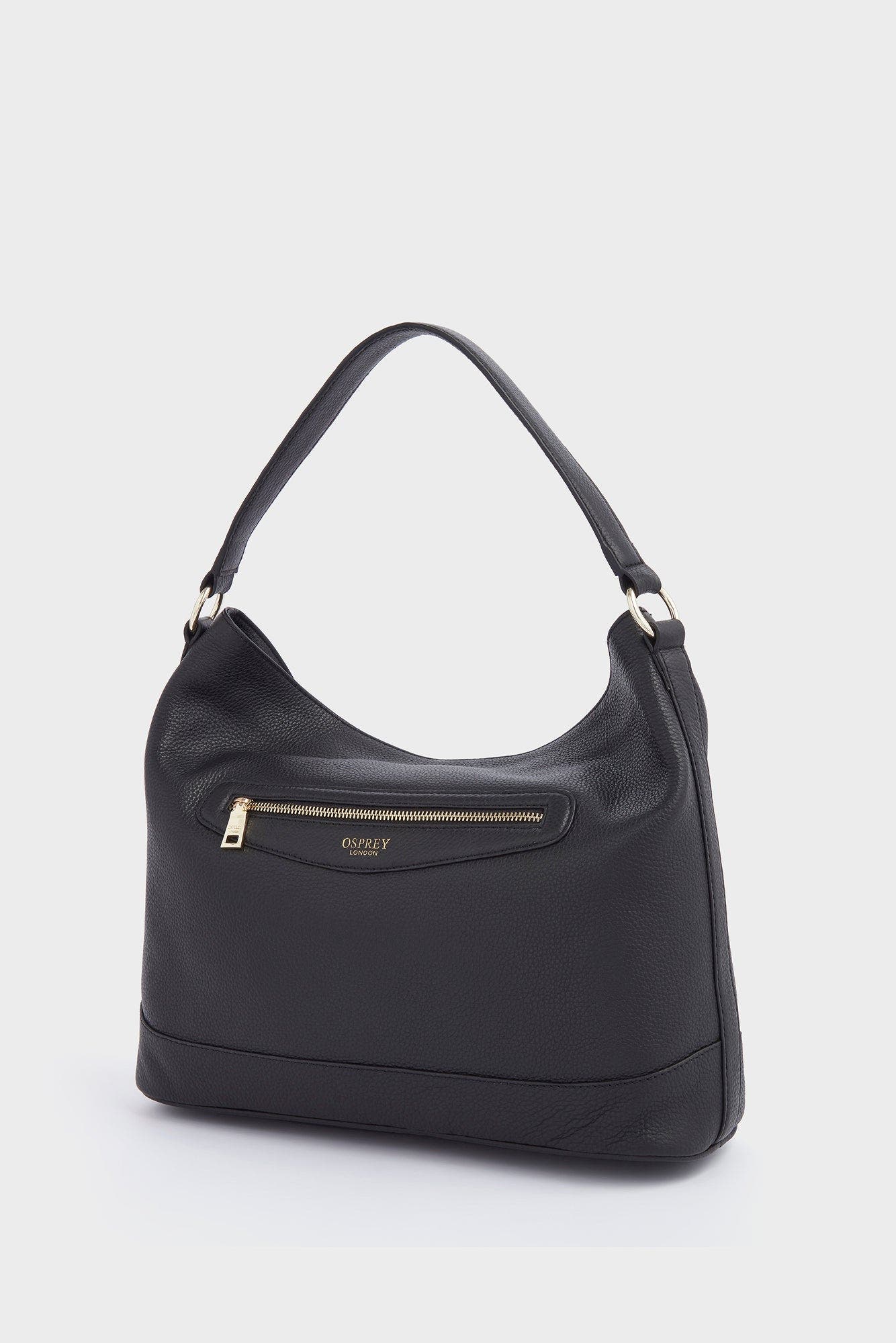 Osprey London The Hendrix Leather Large Hobo Bag, Main, color, Black