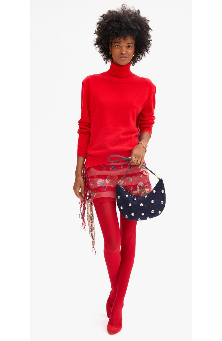 Clare V. Lune Studded Leather Shoulder Bag, Alternate, color, Navy