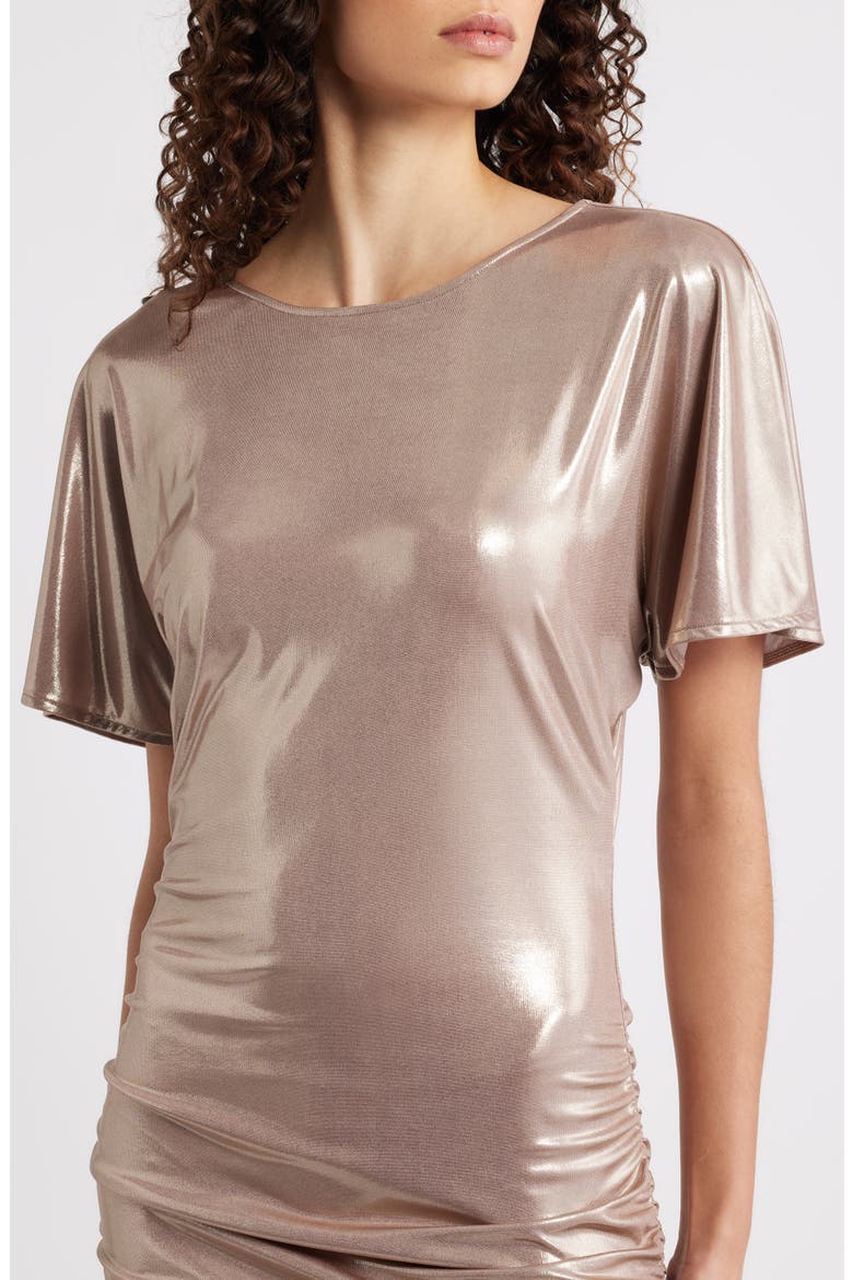 Crystal Ruched Lamé Minidress, Alternate, color, BGE OVRFLO