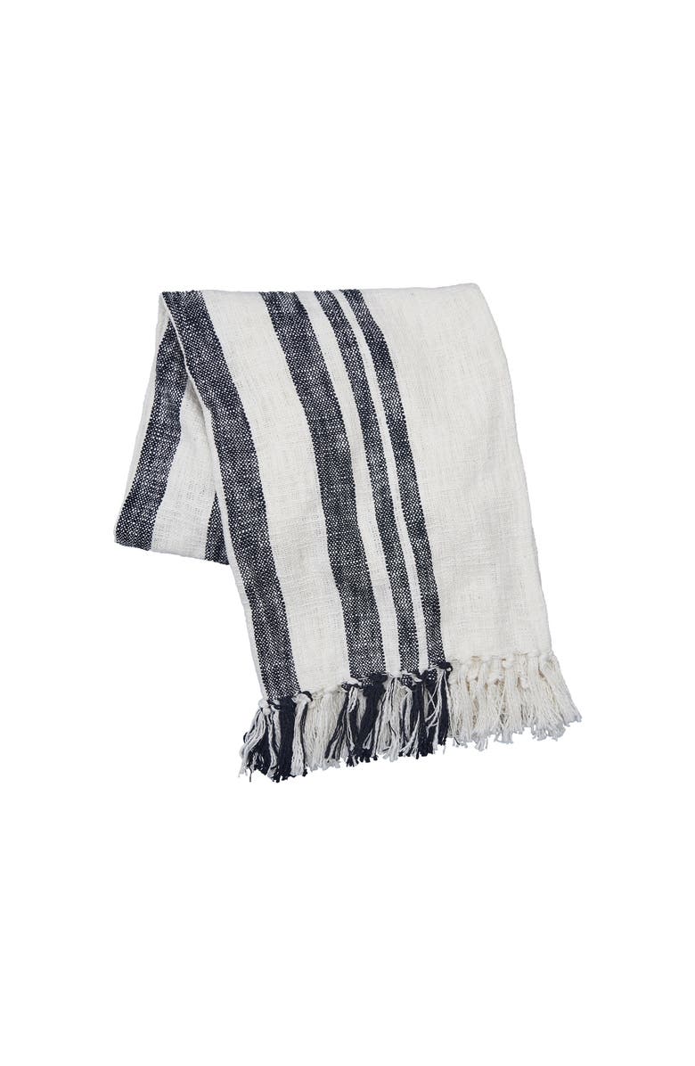 carol & frank 50" x 60" Morgan Tasseled Woven Throw, Main, color, Black