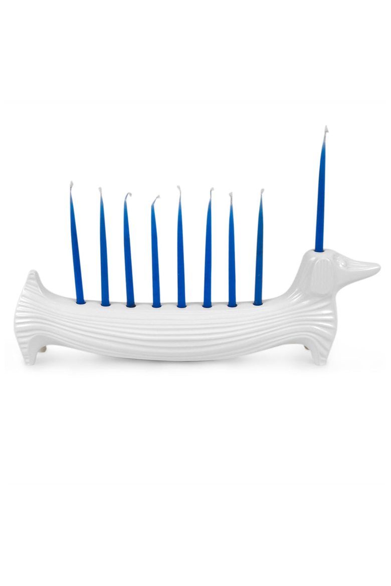 Dachshund Menorah, Alternate, color, White