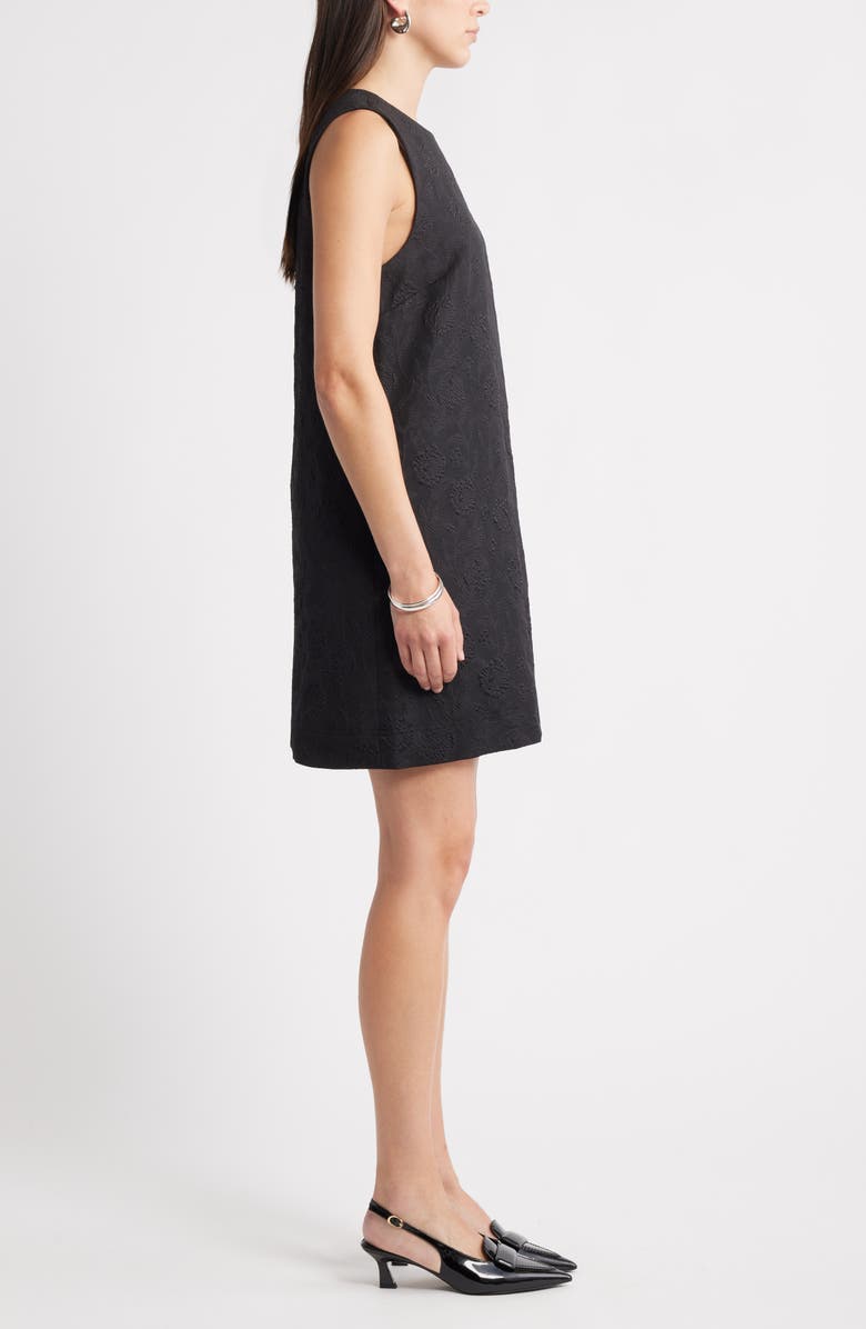 Caslon<sup>®</sup> Sleeveless Jacquard Shift Dress, Alternate, color, Black Textured Jacquard
