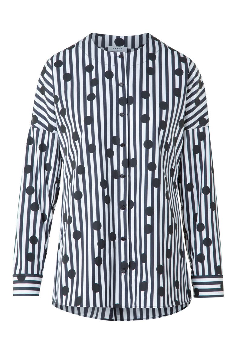 Polka Dot Stripe Cotton Tunic, Alternate, color, CREAM-BLACK
