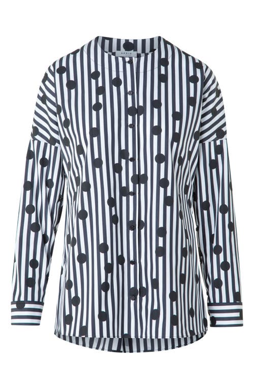 Akris Punto Polka Dot Stripe Cotton Tunic In Gray