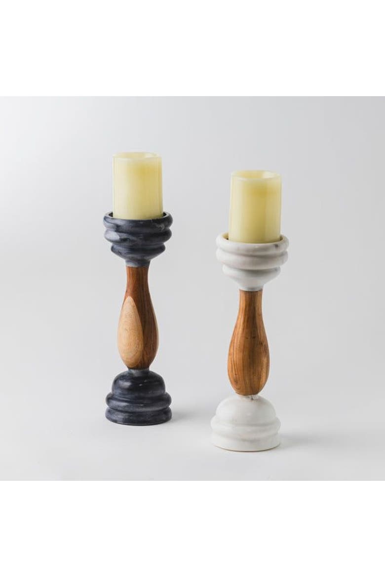 Signature Pillar Candleholders, Alternate, color, Black