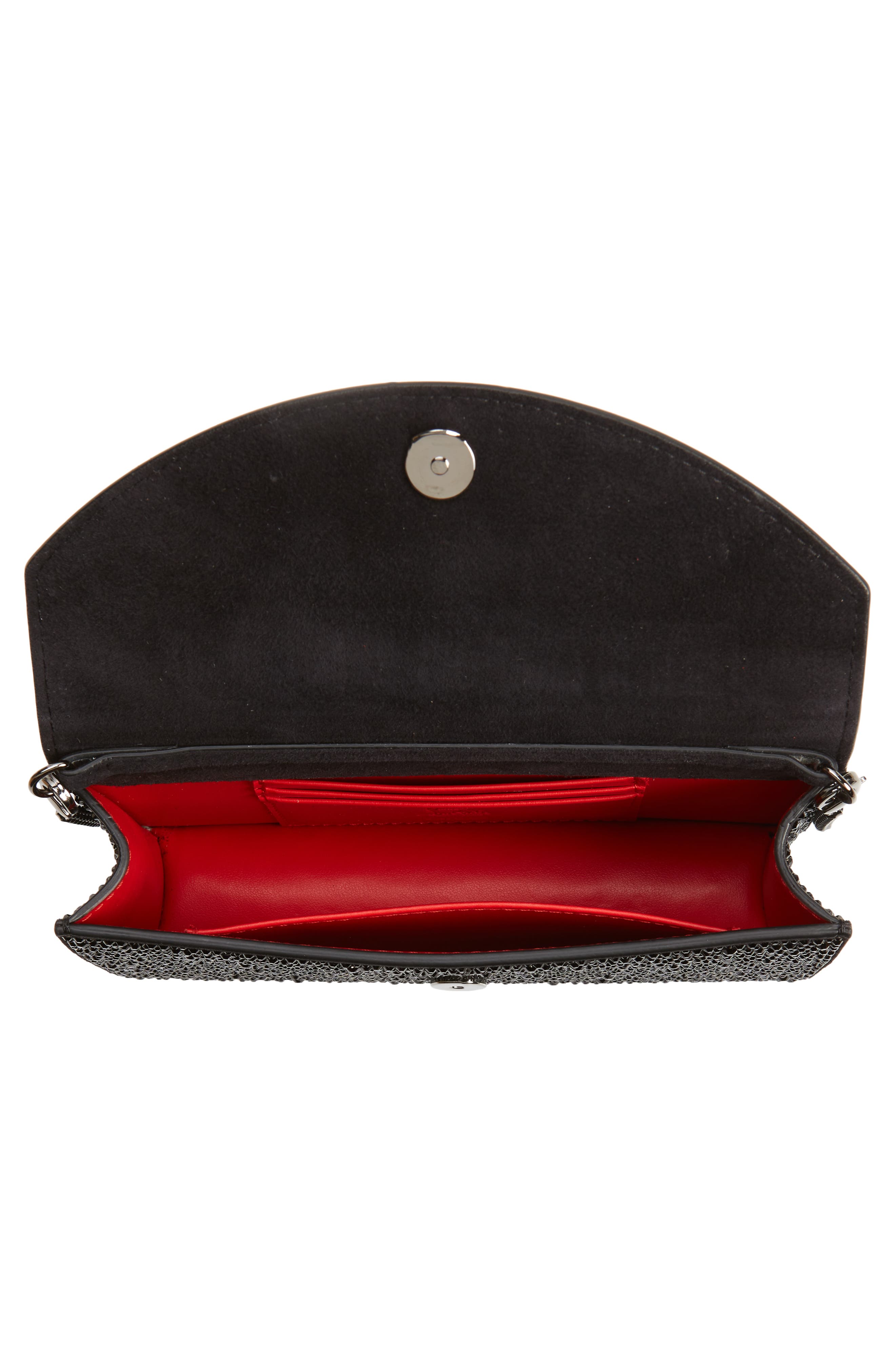 Christian Louboutin Small Loubi54 Strass Clutch, Alternate, color, Black/ Gun Metal