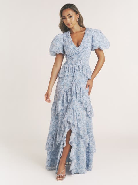 Freya Floral Belted Ruffle Maxi Dress